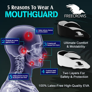 MMA Mouthguard - (pack of 2) Teeth Protection All Contact Sports Black/White by Freecrows