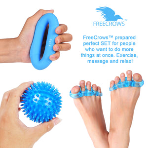 Toe Separators - Hand Grip Strengthener Workout - Spiky Massage Ball Set by Freecrows