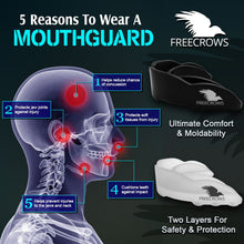 Load image into Gallery viewer, MMA Mouthguard - (pack of 2) Teeth Protection All Contact Sports Black/Clear by Freecrows