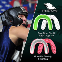 Load image into Gallery viewer, MMA Mouthguard - (pack of 2) Teeth Protection All Contact Sports Pink/Green by Freecrows