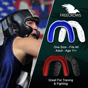 MMA Mouthguard - (pack of 2) Teeth Protection All Contact Sports Red/Blue by Freecrows