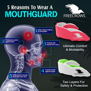 MMA Mouthguard - (pack of 2) Teeth Protection All Contact Sports Pink/Green by Freecrows