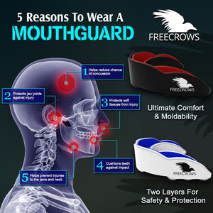 MMA Mouthguard - (pack of 2) Teeth Protection All Contact Sports Red/Blue by Freecrows
